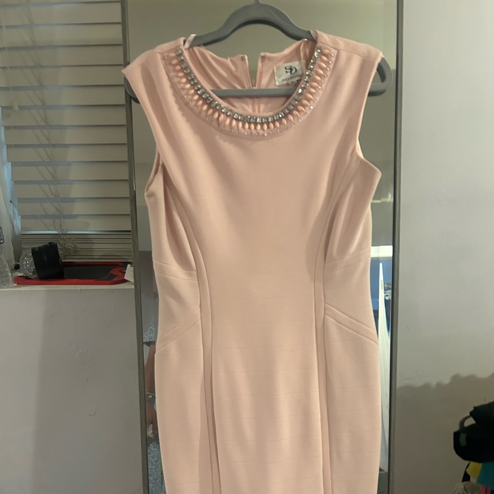 SD Collection Blush Pink Beaded Mini Dress